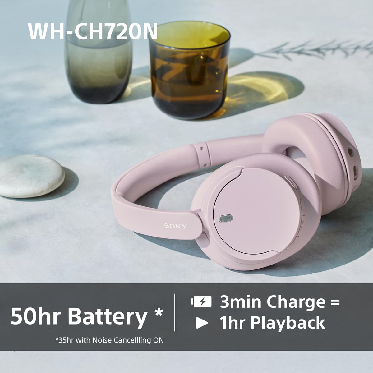 Sony WH-CH720N Wireless Bluetooth Noise Cancelling Over-Ear Headphones, Ambient Sound Mode, Lightweight Design, up to 35 hr battery life, iOS & Android - Black — view 5