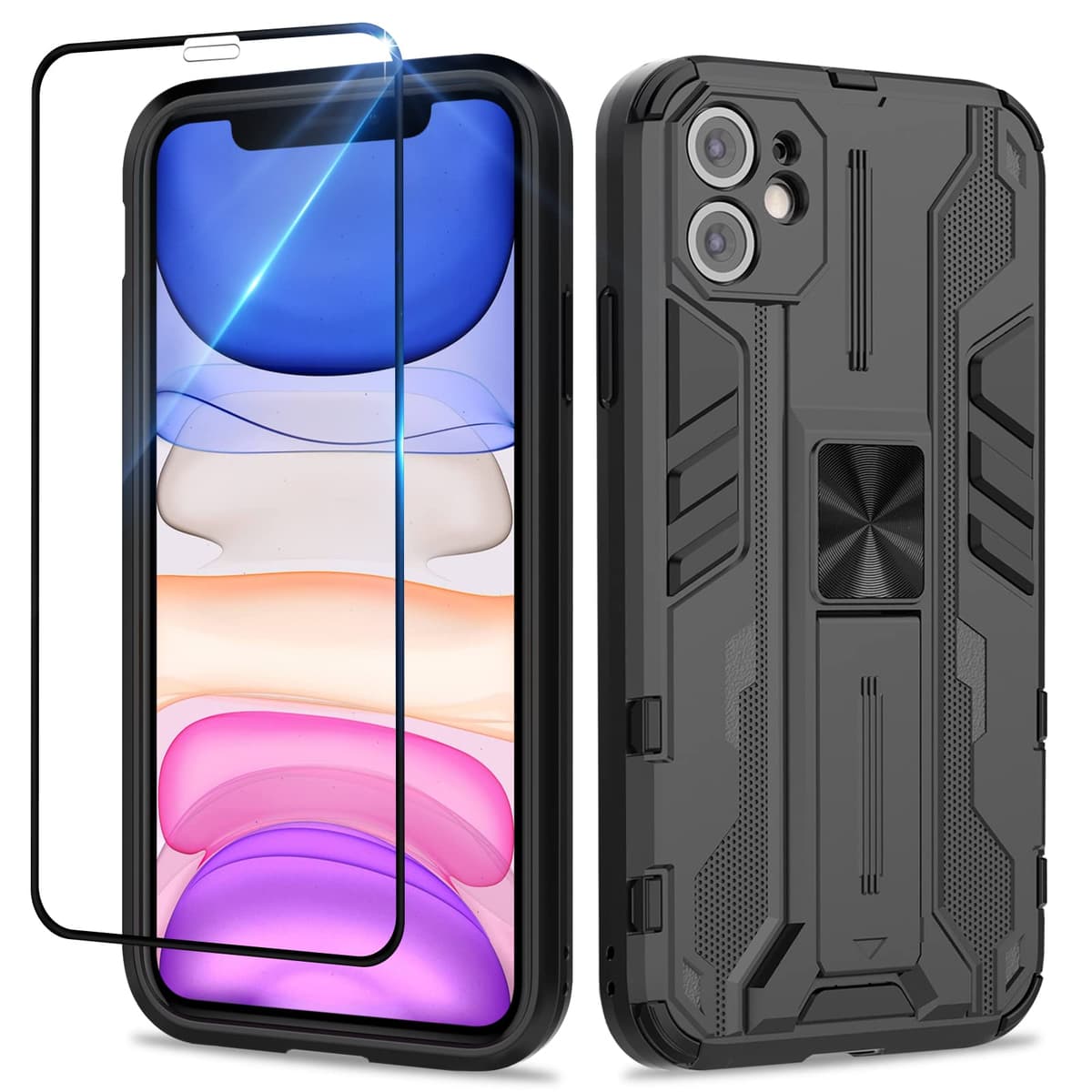 Funda para CMF Phone 2 Pro, Carcasa Antigolpes con Soporte anular metálico, Case Protectora de Grado Militar, Negro — view 1432