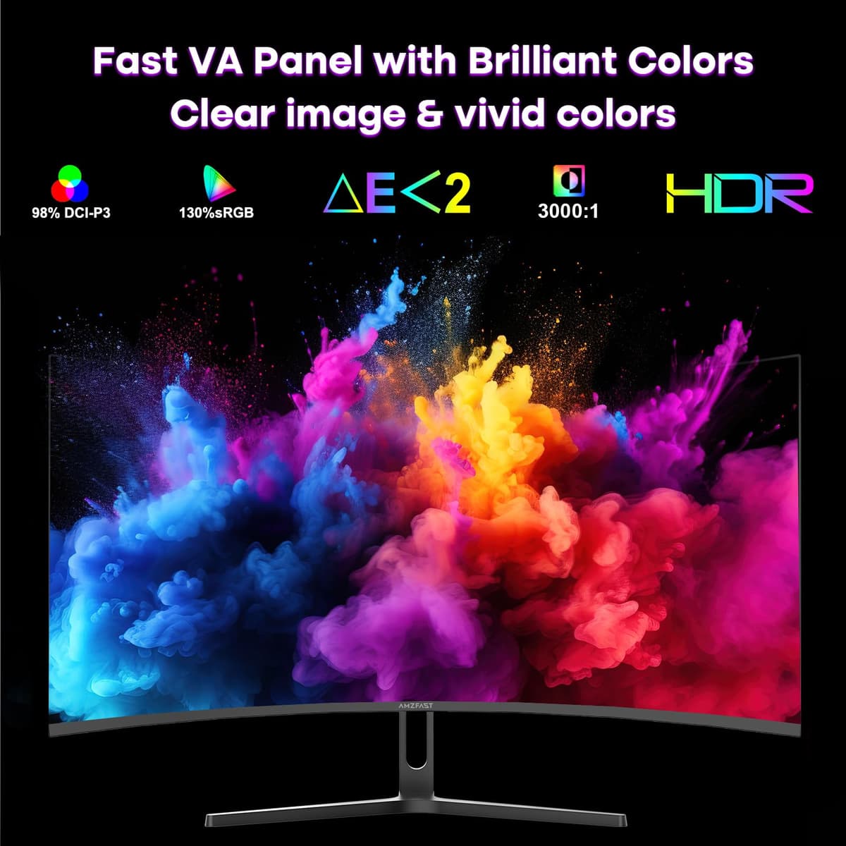 Amzfast 34 Inch Curved Gaming Monitor, 3440x1440p UWQHD, 240Hz, 1ms MPRT, 1500R Curved Screen, Adaptive Sync, HDR, 3000:1 Contrast, 130% sRGB, HDMI2.1&DP1.4, VESA 75x75mm, PIP/PBP, AMZG34C5Q Pro — view 6