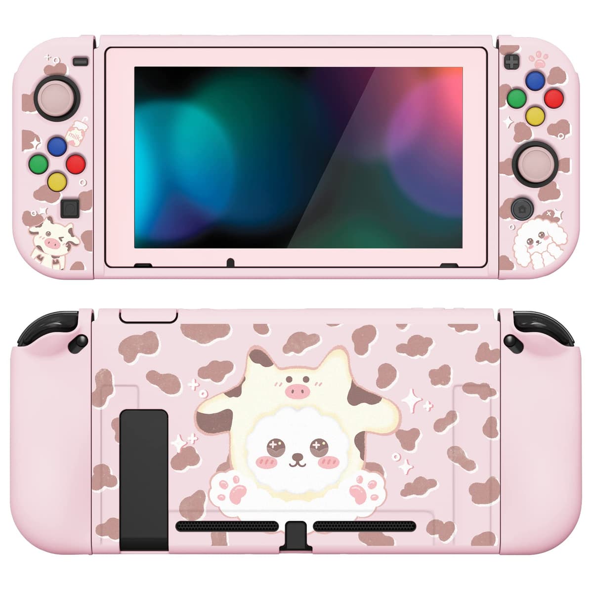 playvital ZealProtect Soft Protective Case for Nintendo Switch, Flexible Cover Protector for Switch with Screen Protector & Thumb Grip Caps & ABXY Direction Button Caps - Cherry Bunny & Cherry Bear — view 31
