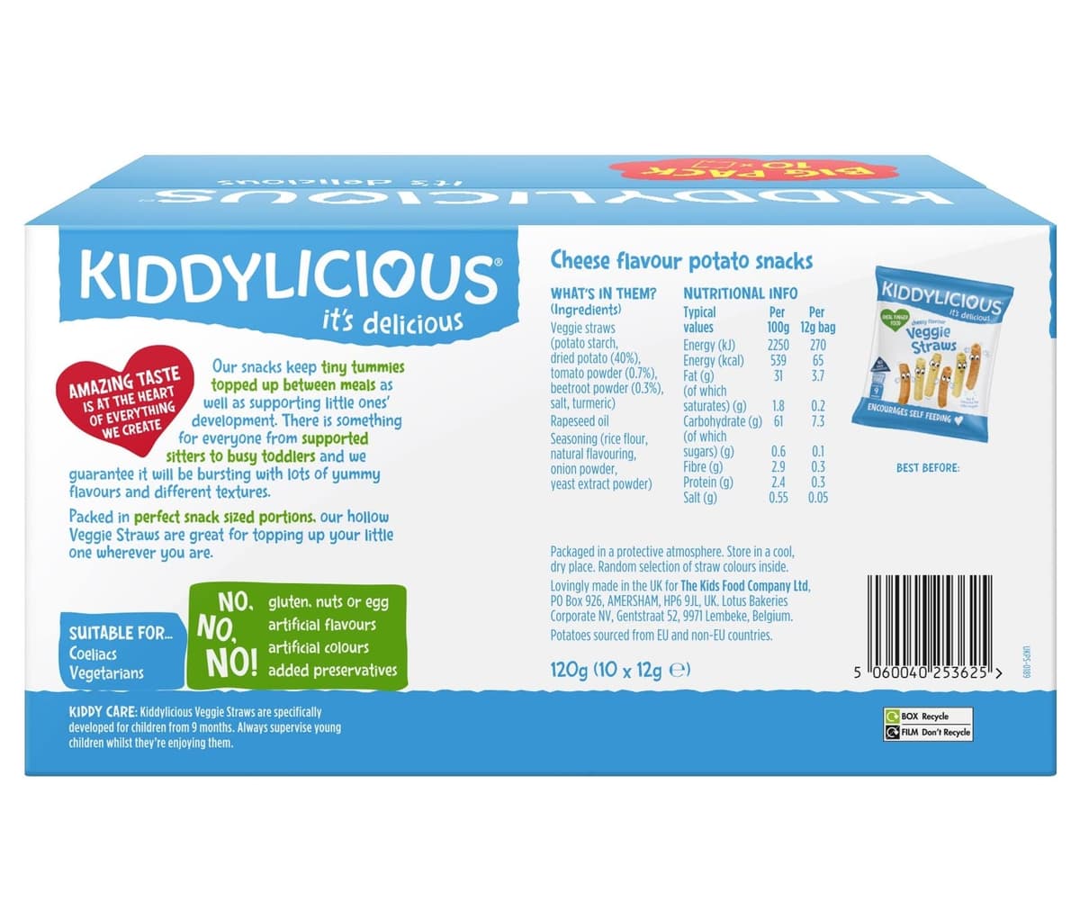 Kiddylicious Veggie Straws Box - Delicious Snacks for Kids - Suitable for 9+ Months - 10 Packs — view 14