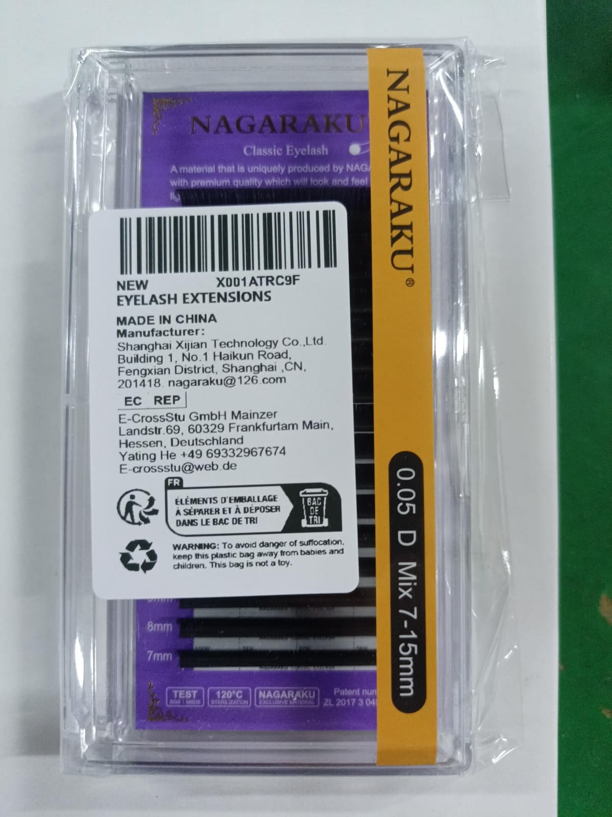 NAGARAKU Pestañas Individuales Clásicas 1:1 Suaves Y Naturales Volumen Ruso Pelo a Pelo Base Sin Pegamento Para Extension De Pestañas Profesional 16 Filas Alta Capacidad Negro Mate (0.05mm D 7-15mm) — view 2