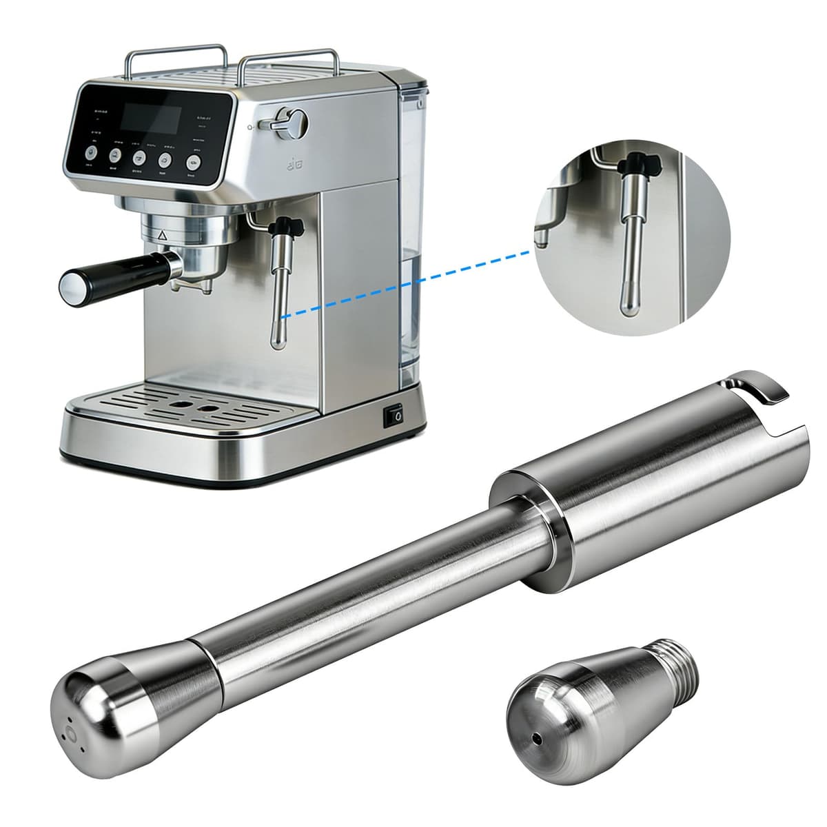 FARYODI Boquilla de vapor para cafetera de acero inoxidable 304, varios agujeros, intercambio de vapor, lanza de vapor para cafeteras con boquilla mejorada para cafetera EC685 — view 3