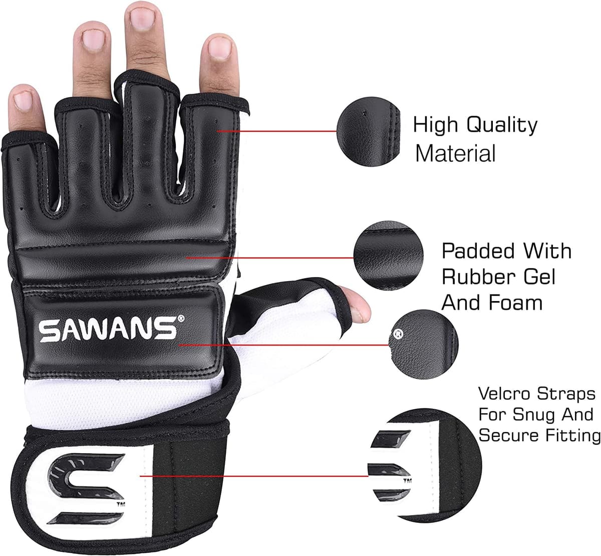 SAWANS Guantes de boxeo para artes marciales, artes marciales, artes marciales, artes marciales, artes marciales, artes marciales mixtas, artes marciales mixtas, artes marciales mixtas, muay thai — view 2