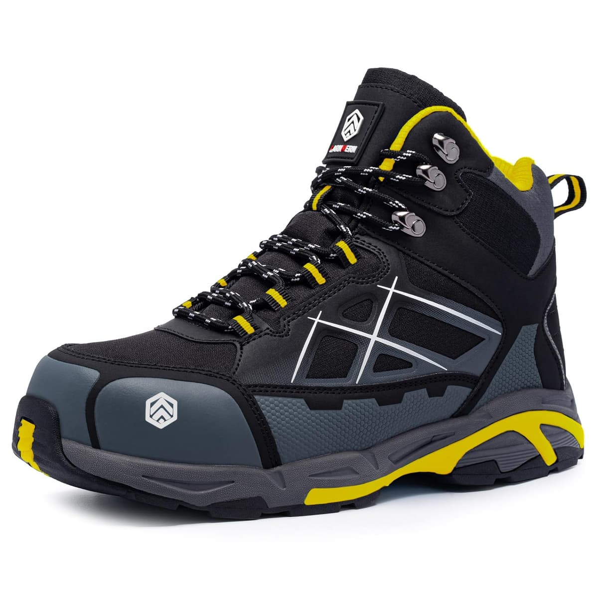 LARNMERN Zapatos de Seguridad Hombre Antiestático Punta de Acero SRC Antideslizante Transpirable Comodos Zapatillas Pies Anchos Cordones Trabajo