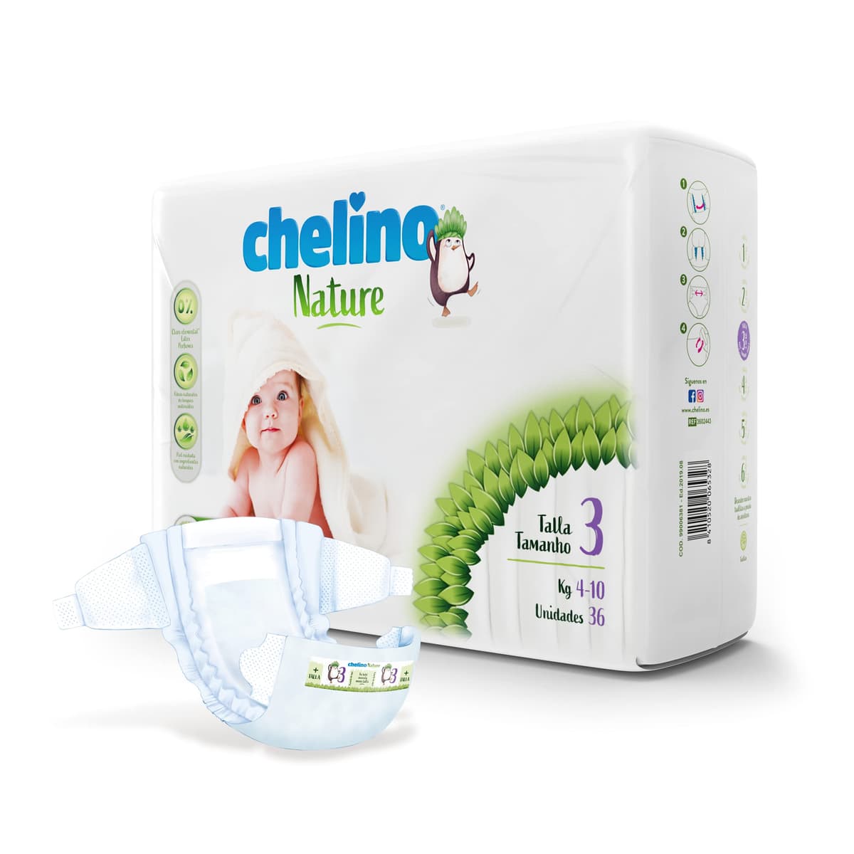 Chelino Nature Pañal Infantil Talla 3 (4-10 kg), 216 Pañales — view 4