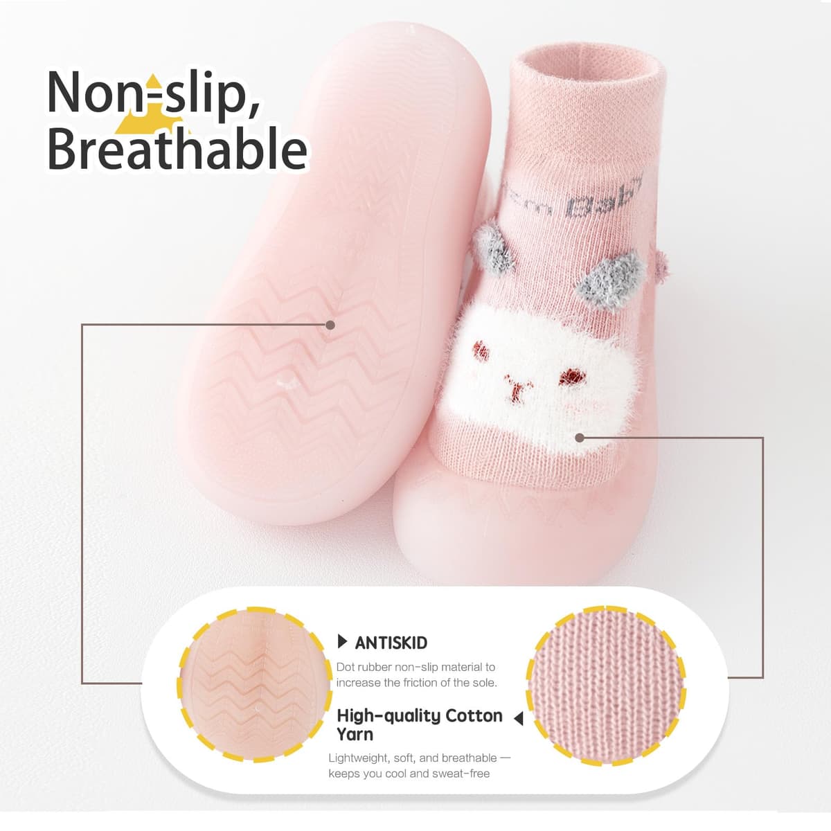 Baby Girls Boys First Walking Shoes Anti Slip Slippers Socks Barefoot Shoes Toddler Infant Non Slip Sole Shoes Breathable — view 4