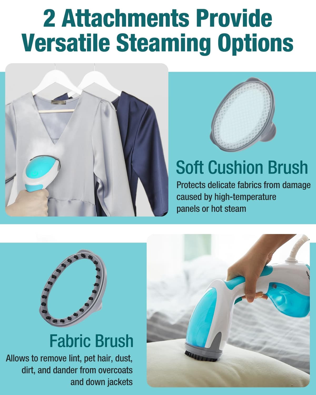 BEAUTURAL Clothes Steamer, Portable Handheld Steamer, Garment Fabric Wrinkles Remover, 30-Second Fast Heat-up, Auto-Off, Large Detachable Water Tank, Azul — view 6