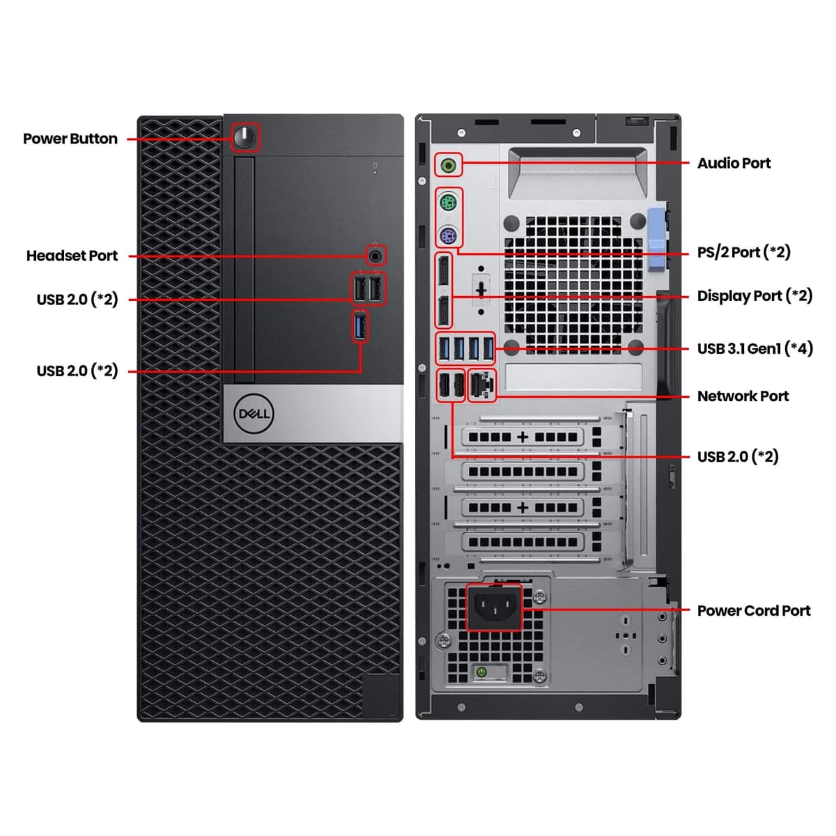 Dell Optiplex 7070 Tower Desktop Computer | Intel i7-9700 PC | 8GB DDR4 RAM | 512GB SSD Solid State | US QWERTY Keyboard, Windows 11 Pro (Renewed) — view 2