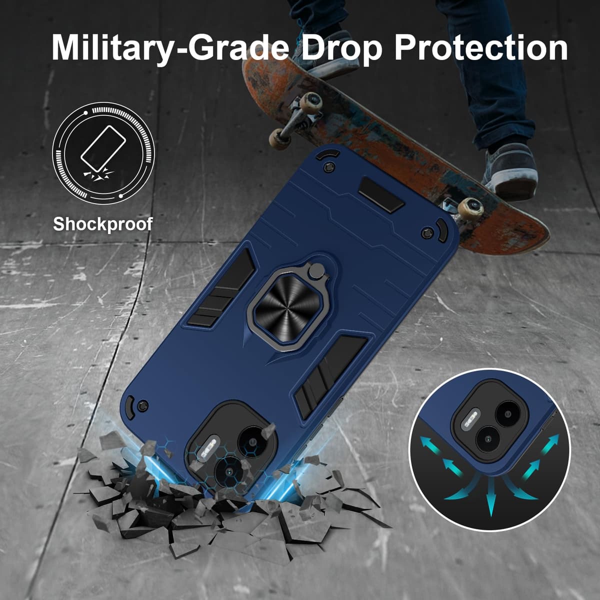 Funda para CMF Phone 2 Pro, Carcasa Antigolpes con Soporte anular metálico, Case Protectora de Grado Militar, Negro — view 1290