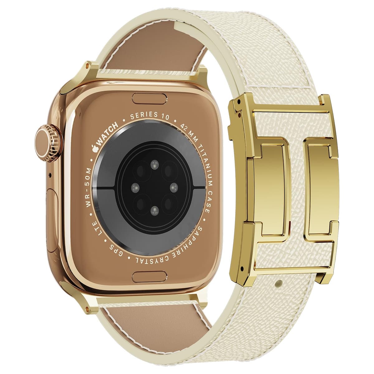 Leather Watch Band with Magnetic Buckle,Dressy Apple Watch Ultra Leather Band Rugged Durable Replacement Strap for Men & Women