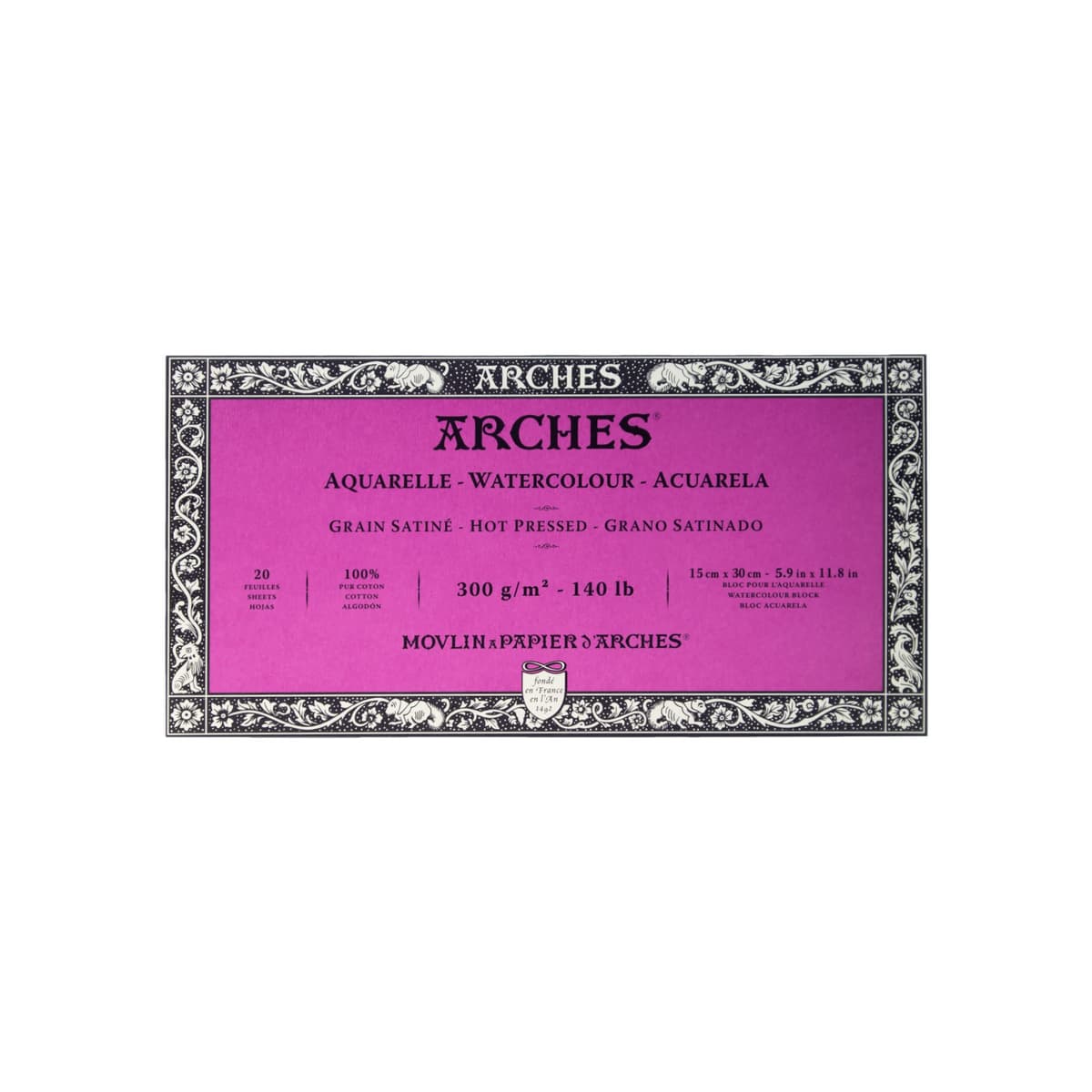 Arches - Papel de acuarela, bloc 12 hojas engomado 1 lado, grano fino, 300 g/m², 23 x 31 cm — view 25