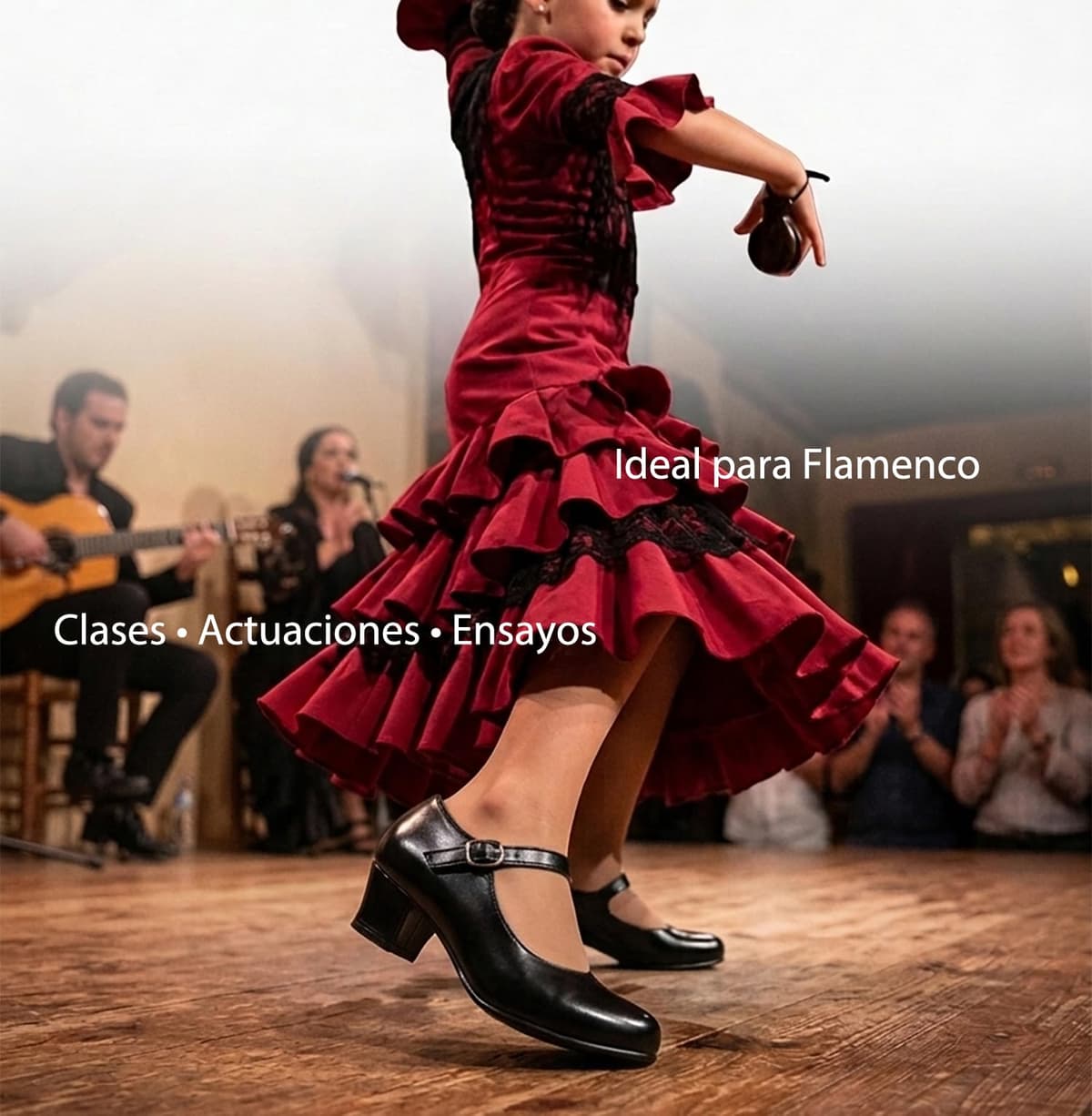 Zapatos Flamenco Niña Baile Danza Sevillanas con Tacón Correa Ajustable, Suela Antideslizante — view 4