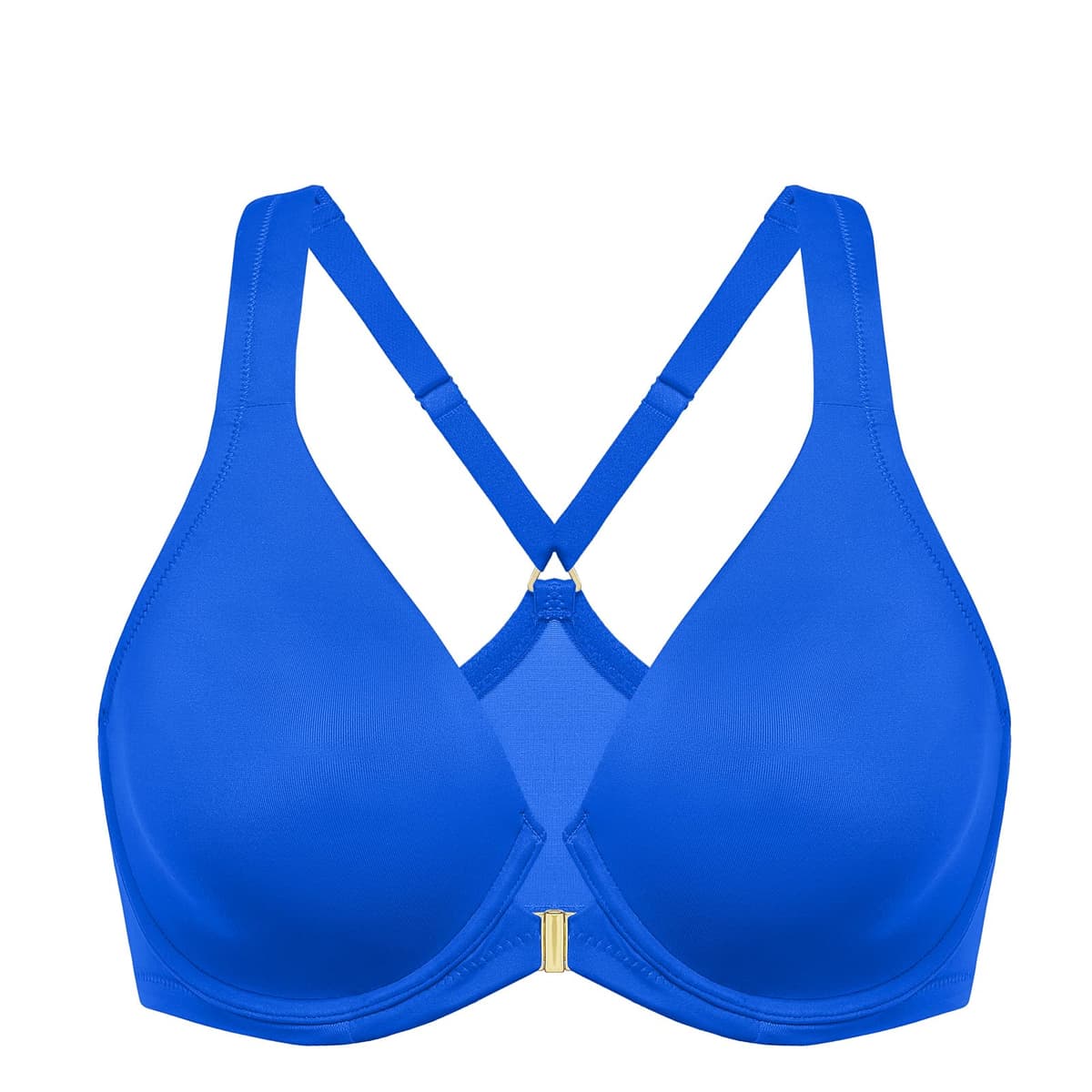 Delimira Women's Front Fastening Bras Seamless Unlined Racer Back Plus Size Underwired Plunge Bra — view 10