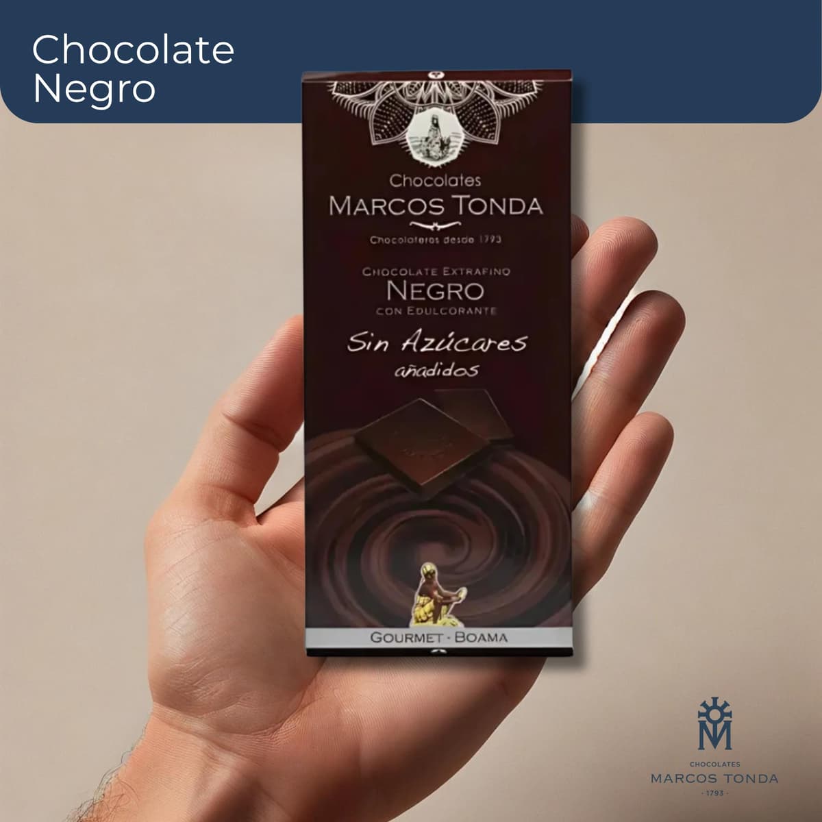 Chocolates Marcos Tonda – Chocolate Negro Sin Azucar Gourmet X5 | Chocolate Sin Azucar Añadido 125g X5 | Chocolates Originales Para Regalar | Desde 1793 — view 5