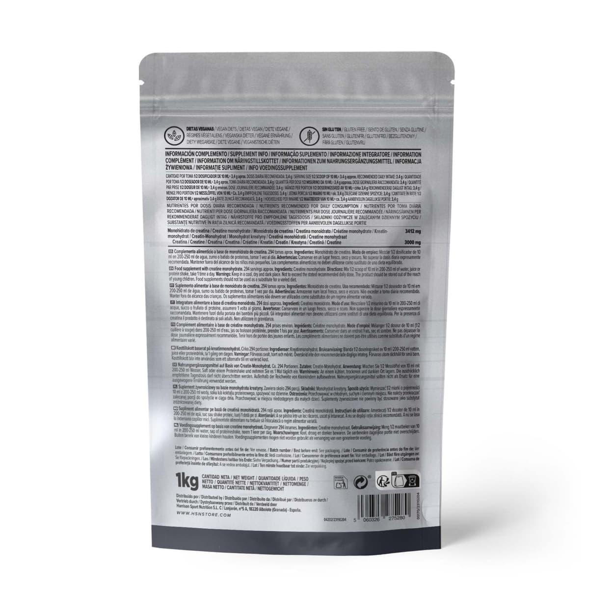 HSN Micronized Creatine Monohydrate 1 kg | 100% Pure, Unflavored | Vegan, Gluten Free and No Additives | High Solubility and Maximum Purity | Does Not Include Doser — view 2