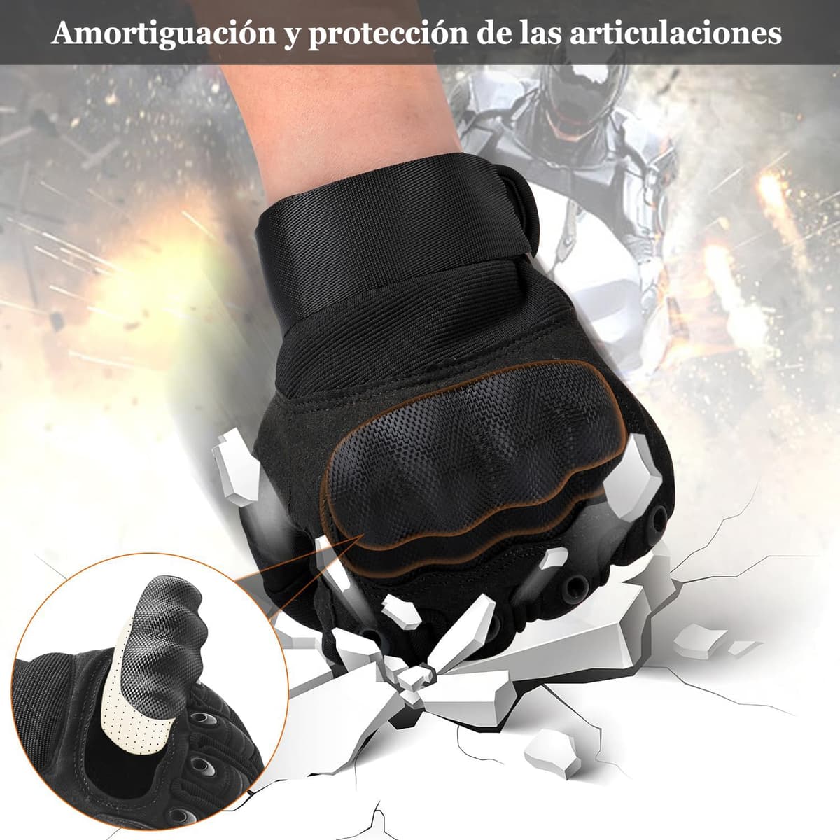Guantes de Moto para Hombre, Guante de Verano para Pantalla Táctil con Nudillos Duros, Guantes Protectores para Airsoft Motocross Scooter Ciclomotores ATV Paitball Bicicleta de Montaña — view 2