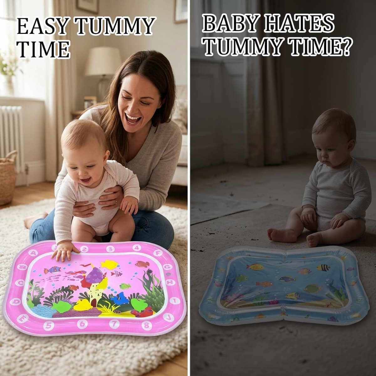 Baby Water Mat, Tummy Time Water Mat for Babies, Infant Developmental Activity Centre, Sensory Water Play Mat, Portable Travel Toy for Newborns to Three Years, 60 x 45 cm — view 5