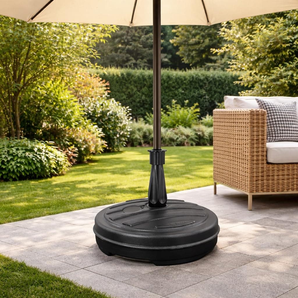 13L Garden Parasol Base Stand – Heavy Duty Umbrella Stand for Patio, Garden & Balcony – Stable, Durable & Weatherproof – Fill with Sand or Water | Fits 18–32mm Poles, Black or White (Black) — view 4