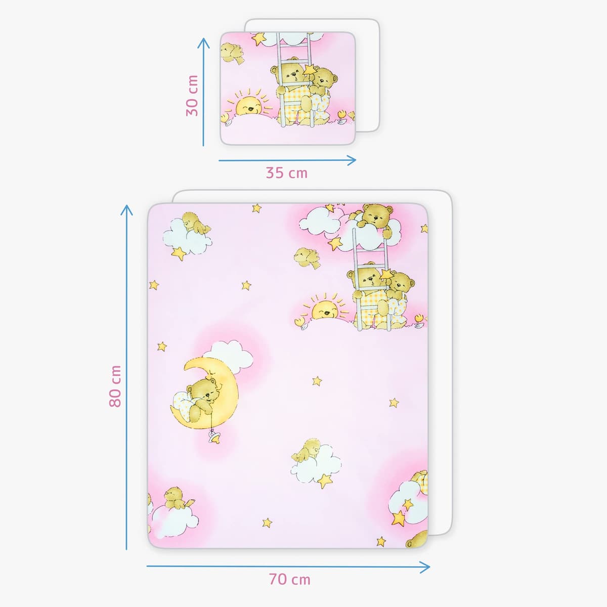 Baby Comfort 4 Piece Duvet Pillow Duvet Cover Pillowcase 80x70 cm Bedding Set 12M+ (Ladders Pink) — view 4