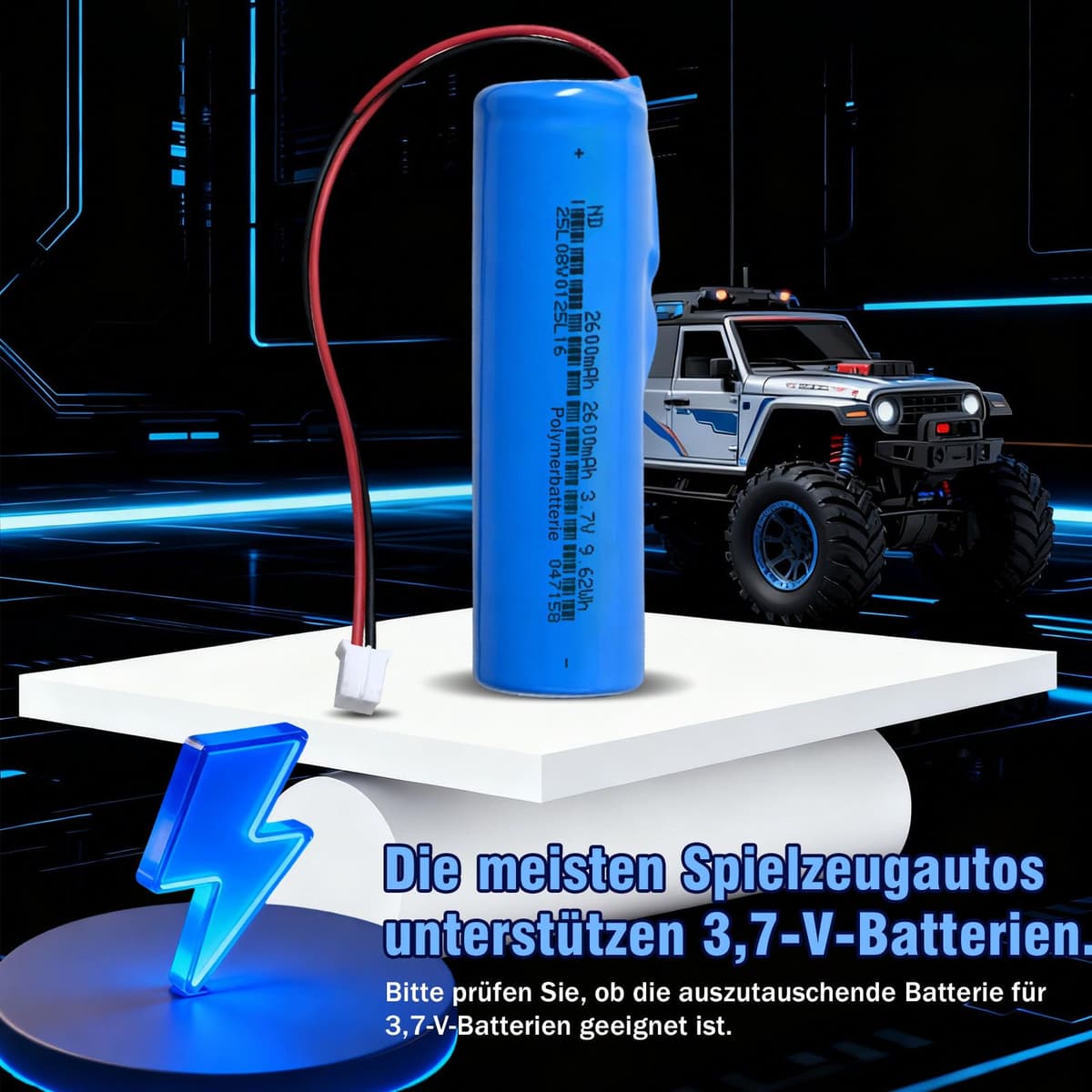 Batería recargable de iones de litio de 3,7 V 2600 mAh con conector XH2.54/2P. Comprueba antes de comprar la polaridad del dispositivo y del conector (1 pieza, 2600 mAh PH2.0) — view 5