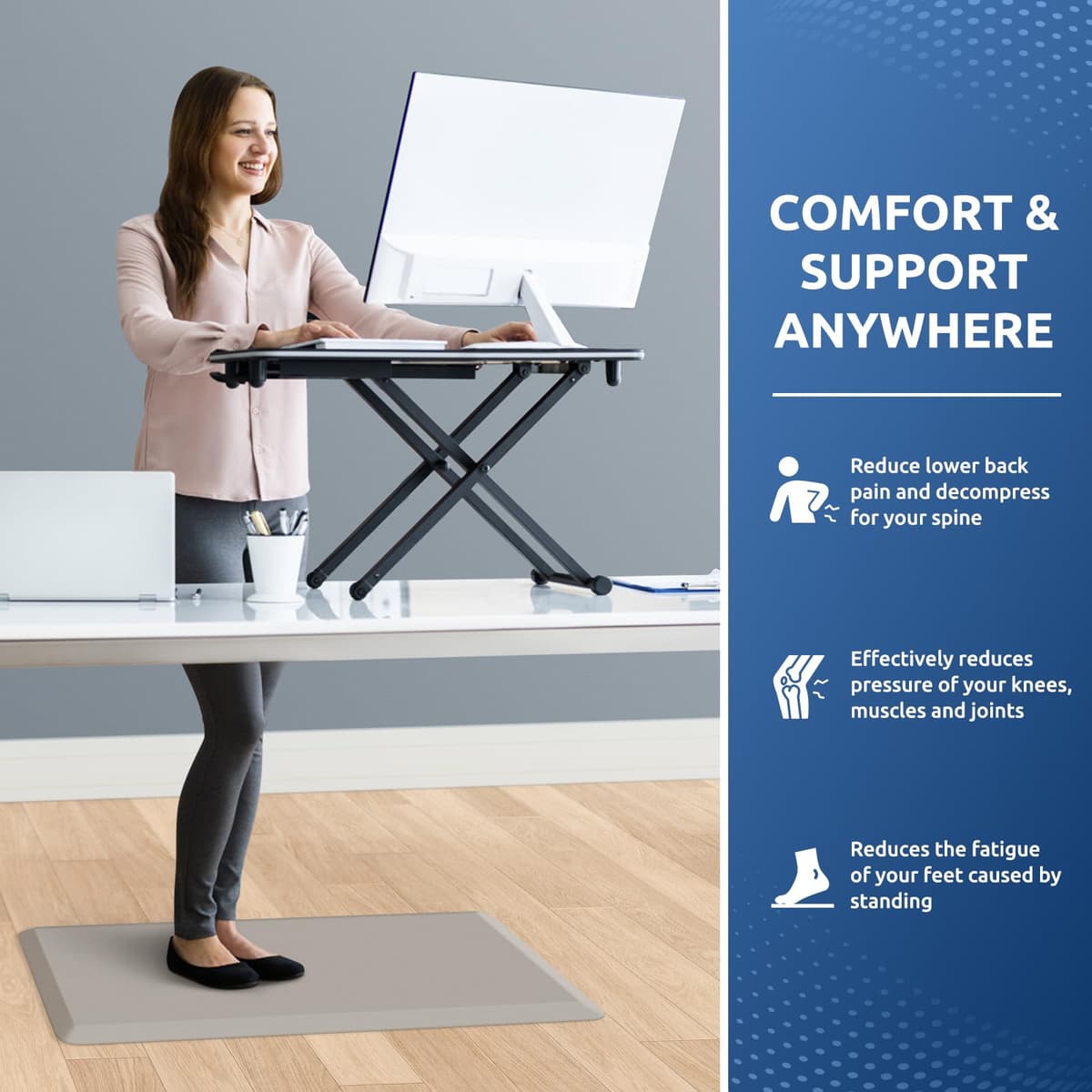 KitchenClouds Kitchen Mat Cushioned Anti Fatigue Rug 17.3"x28" Water Resistant Non Slip Standing Desk Mat Comfort Floor Mats for Kitchen House Sink Office (Khaki) — view 4