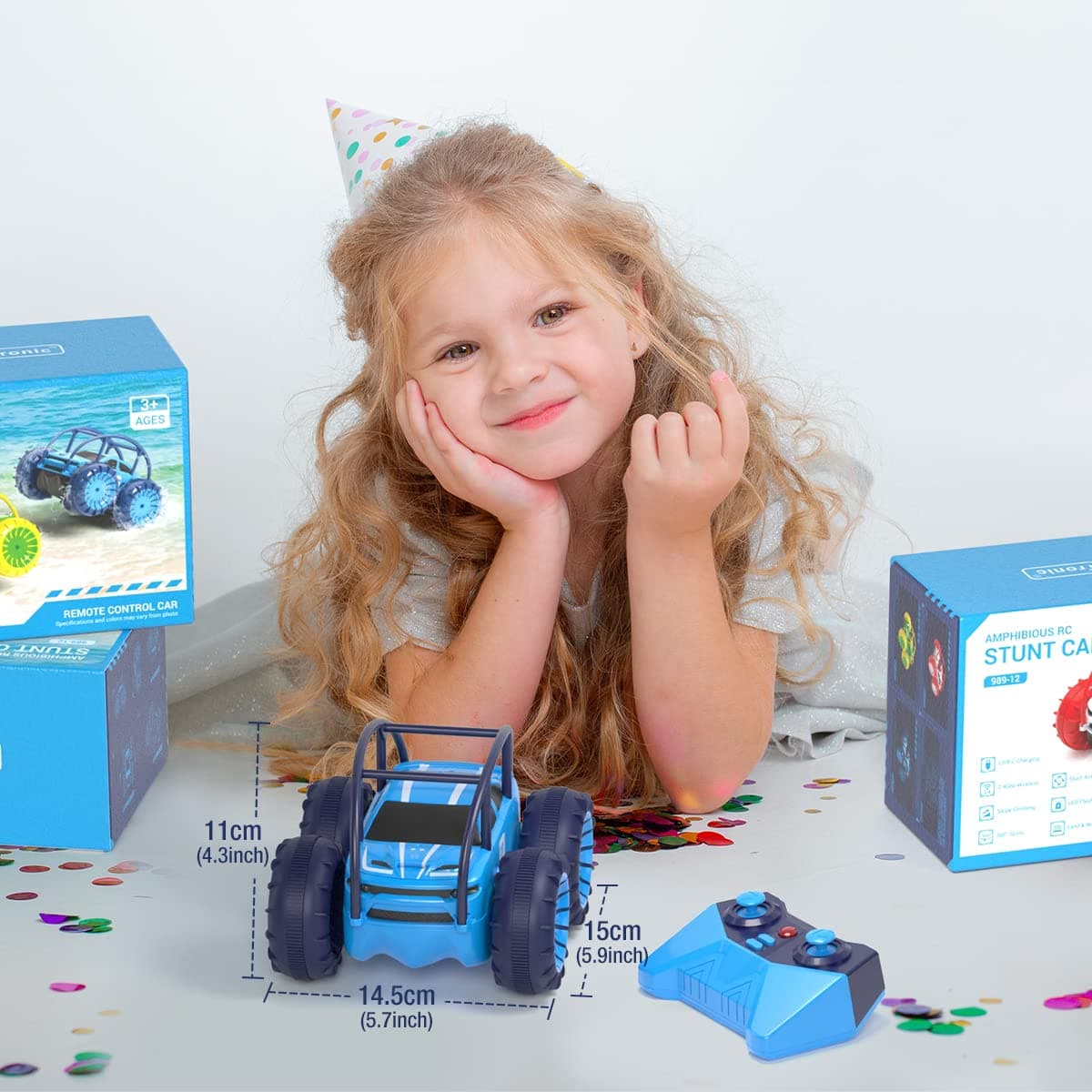 MaxTronic Coche Teledirigido de Carga Directa para Niños - Coche RC Anfibio 2.4G 360° - 15KM/H - 4WD - Coche de Acrobacias Todoterreno con LED Ajustable - Niños y Niñas de 3-12 Años — view 6