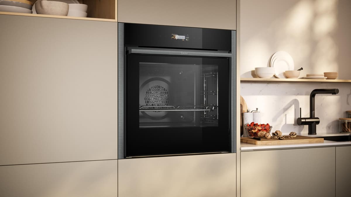 NEFF N70 B54CR71G0B Slide and Hide Single Oven with Pyrolytic Self Cleaning, CircoTherm, 3.7" Full Touch Display, Soft Open, Integrated, 60 x 60cm, Graphite Grey — view 3