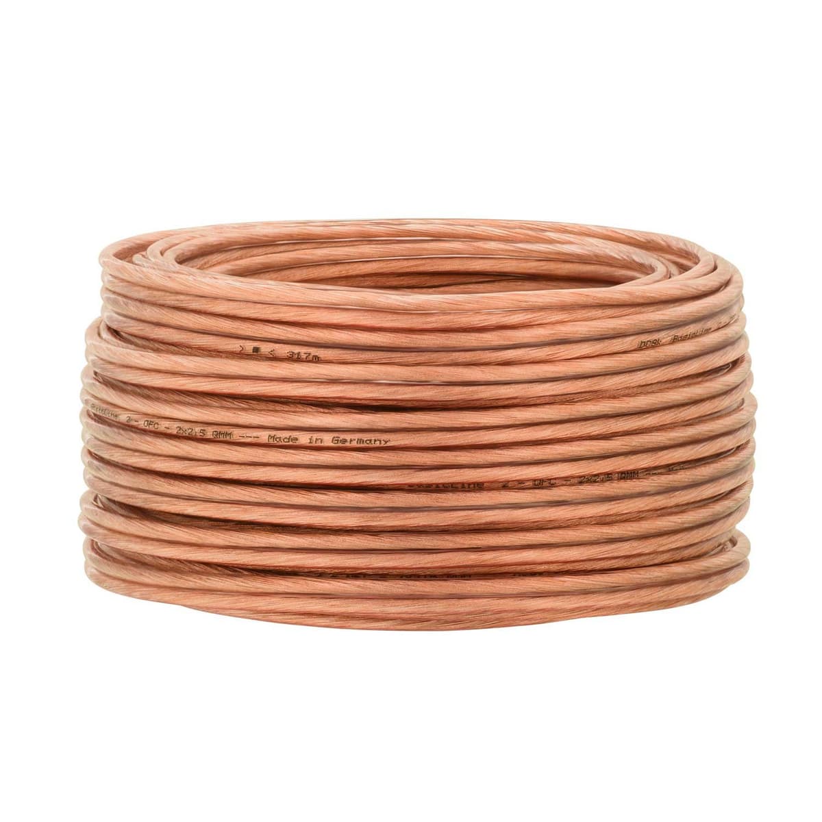 DCSk – 10m - 2 x 2.5mm² - Cable para Altavoces – Cable OFC para Altavoces, Adecuado para Altavoces de Coche, Cobre Puro sin oxígeno 99.99%, Transparente