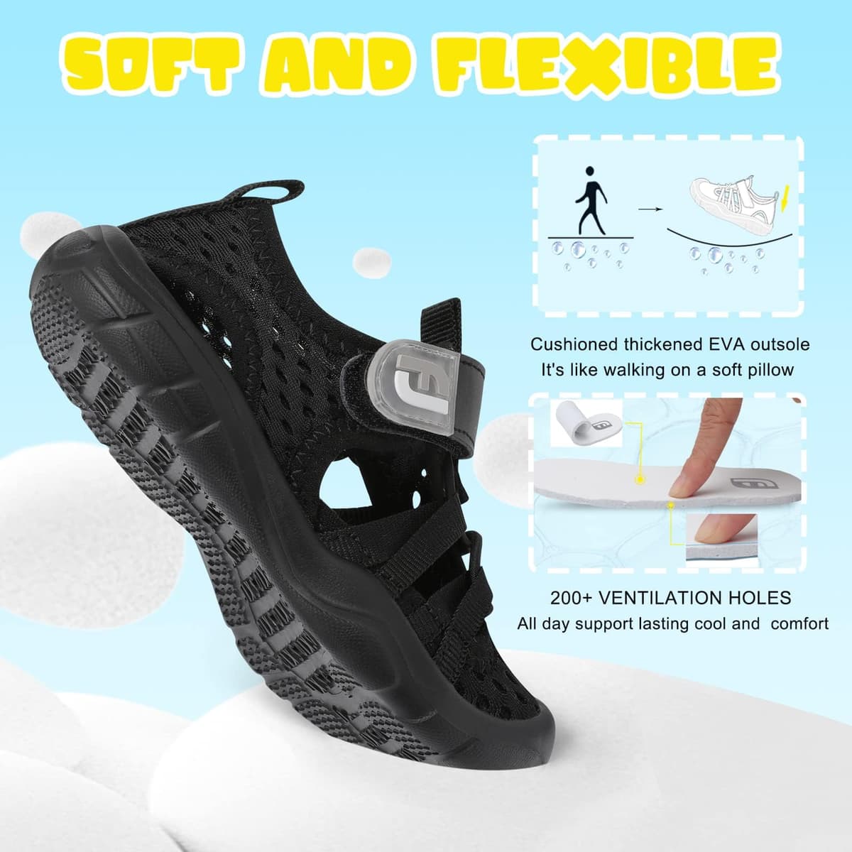 JOINFREE Toddler Boys Girls Water Shoes Breathable Qucik Dry Sport Beach Sandals Lightweight Barefoot Flexible — view 5