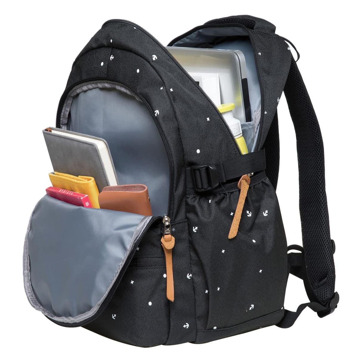 KAUKKO Mochila hermosa y bien pensada con compartimento para portátil de 15" para colegio, universidad, 22 l, Negro Jnl-ks24-03, talla única, Mochilas daypack — view 5