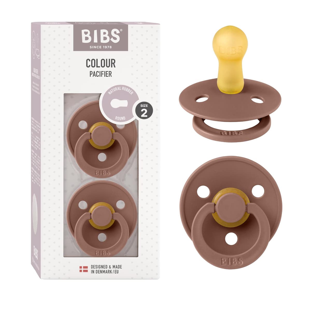 BIBS Colour Soother 2-Pack, BPA Free Dummy Pacifier, Round Nipple. Natural Rubber Latex, Size 2 (6-18 Months), Sky Blue/Steel Blue — view 92