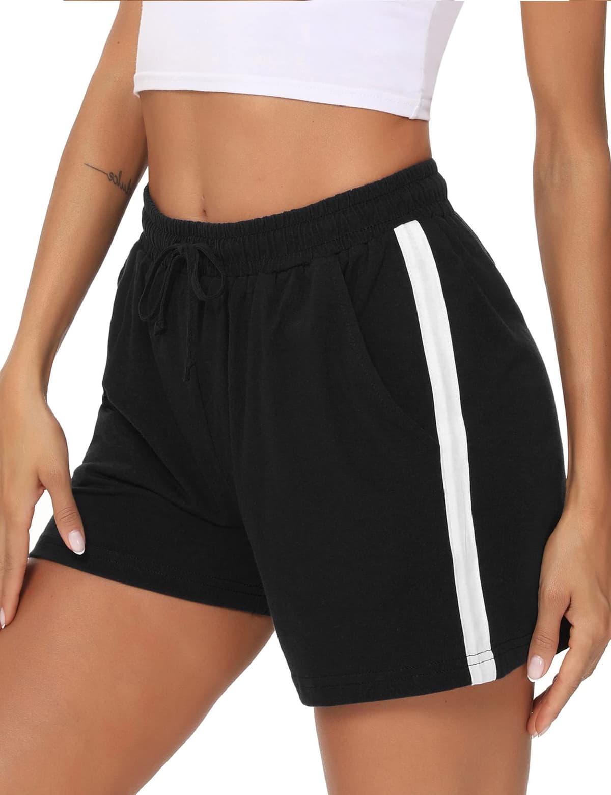 Litherday Shorts Mujer Verano Algodón Pantalones Cortos Deportivos con Cordón y Bolsillos Ropa Deportiva Mujer para Yoga Fitness Jogging Casa — view 12