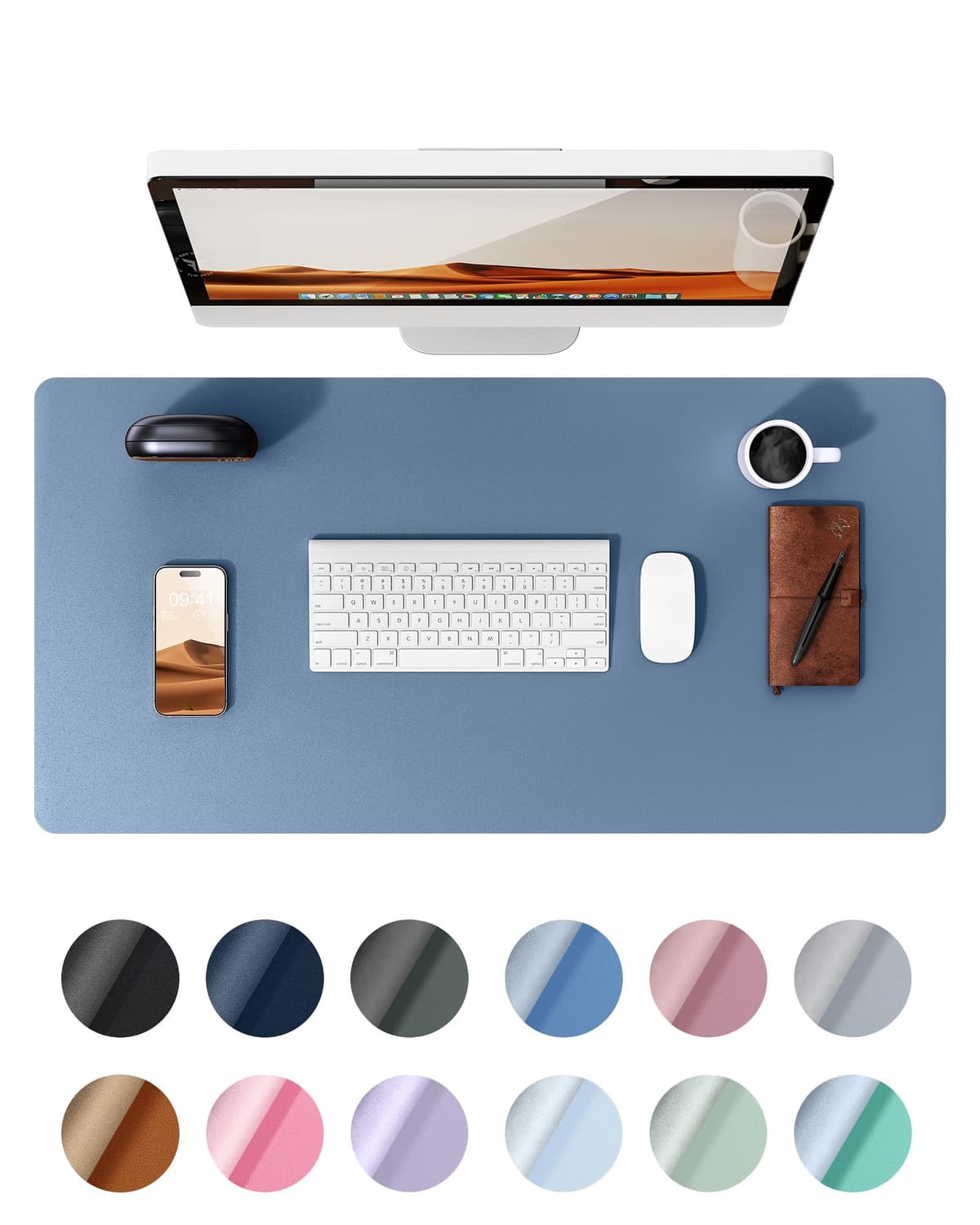 YSAGi Leather Desk Mat, Large Mouse Mat, Non-Slip Desk Pad, Waterproof Leather Table Protector Writing Pad for Office and Home (60 x 35 cm, Black) — view 53
