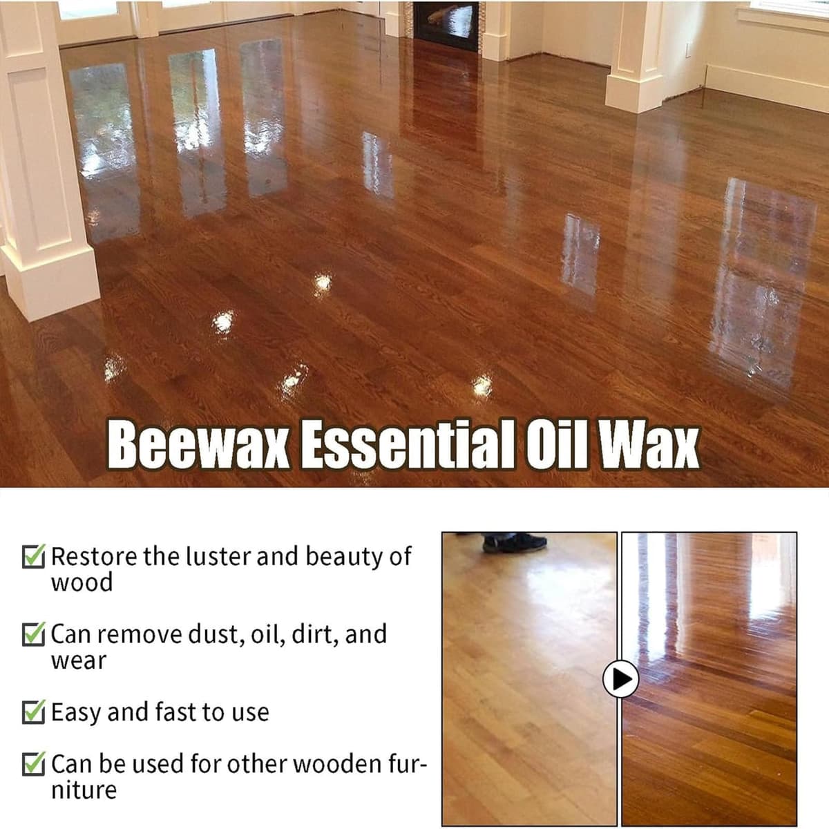 Spray Beeswax for Wood, Bees Wax Furniture Polish and Cleaner with Sponge&Towel, Beeswax Essential Oil Wax For Living Rooms,Kitchens, Floors (1 pc) — view 2