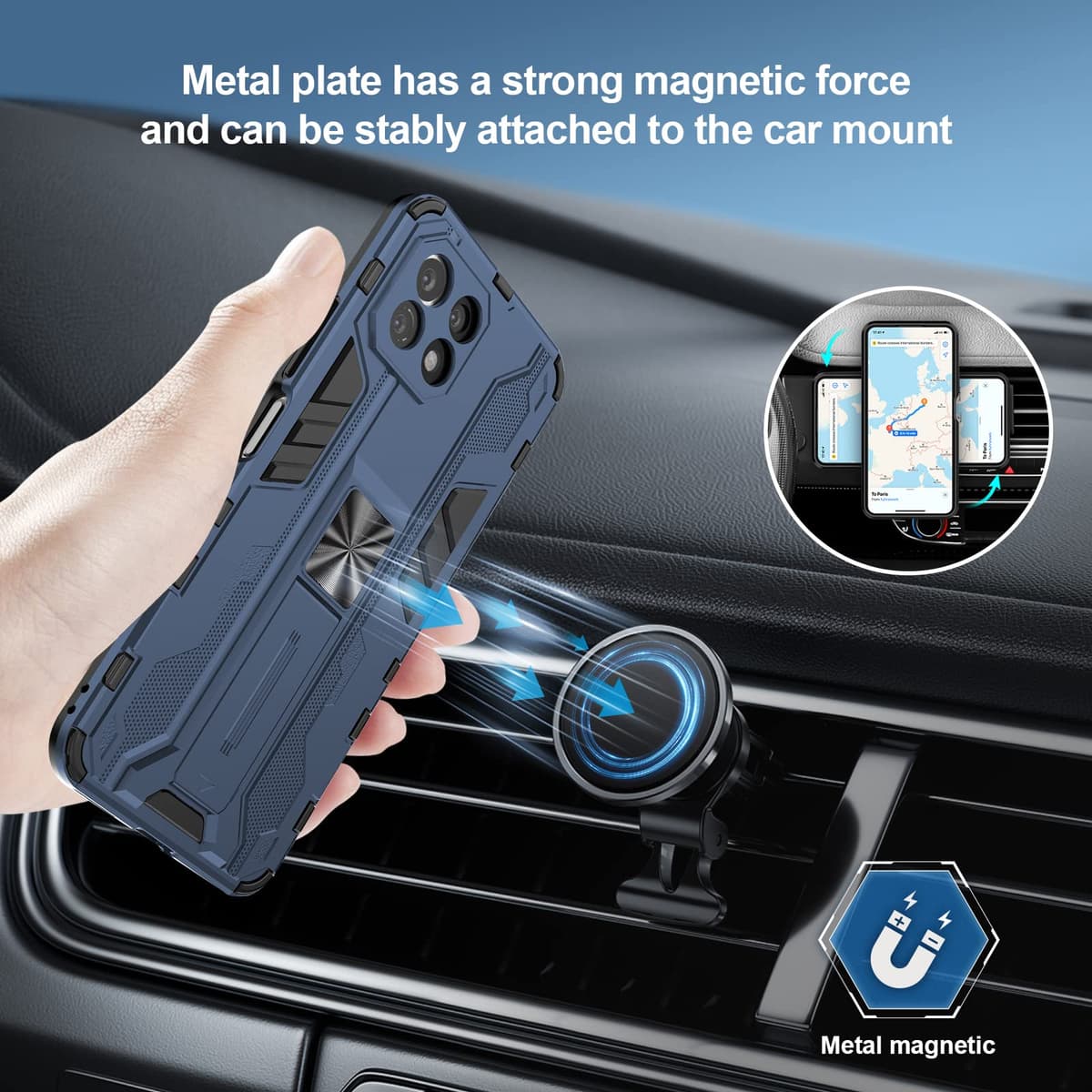 Funda para CMF Phone 2 Pro, Carcasa Antigolpes con Soporte anular metálico, Case Protectora de Grado Militar, Negro — view 249
