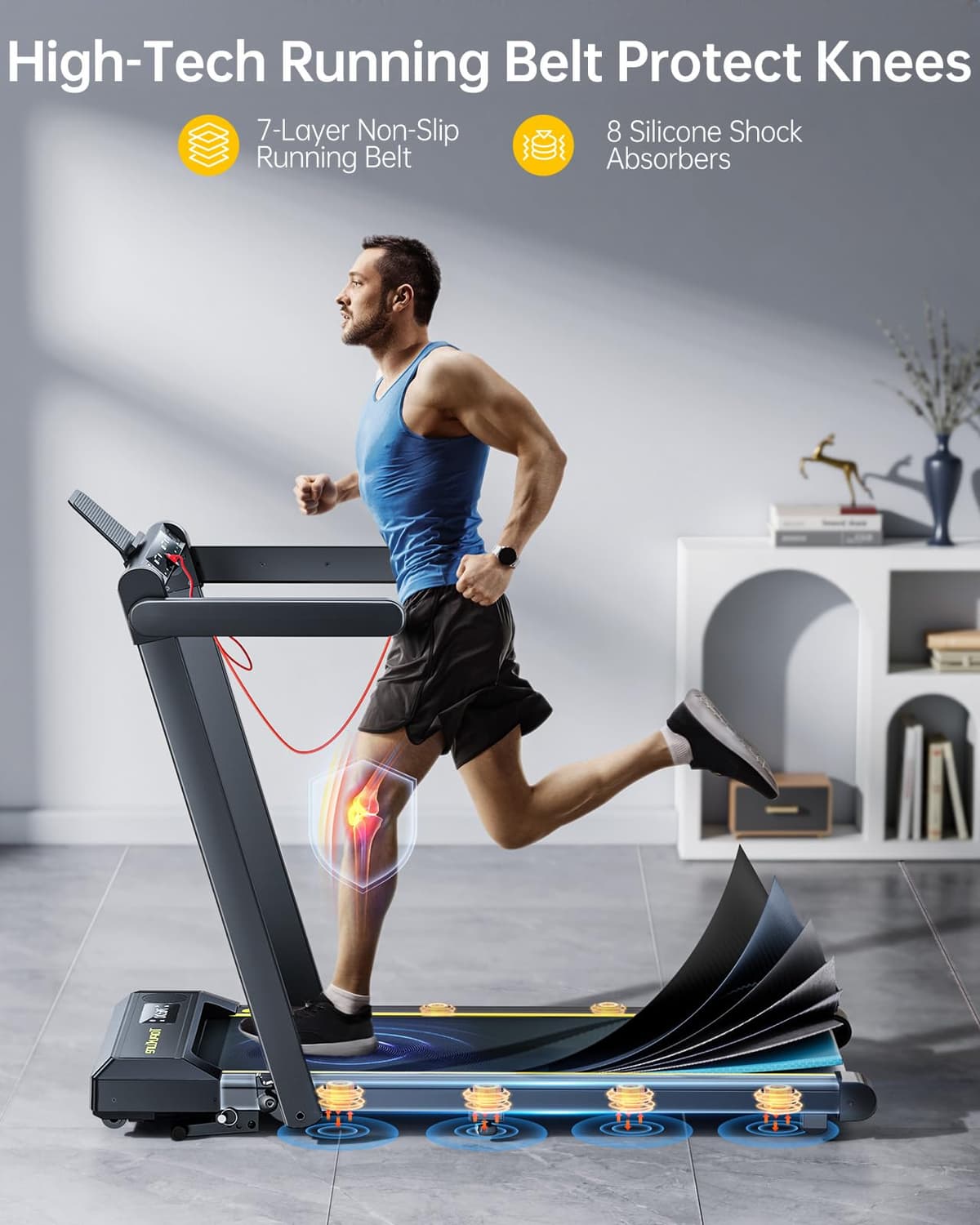 Walking Pad Treadmill with 12% Incline, 4 in 1 Folding Treadmill for Home/Office with Handle Bar, 2.5HP Under Desk Treadmills Portable Walking Pad with App & Bluetooth Speaker, 0.6-10MPH — view 8