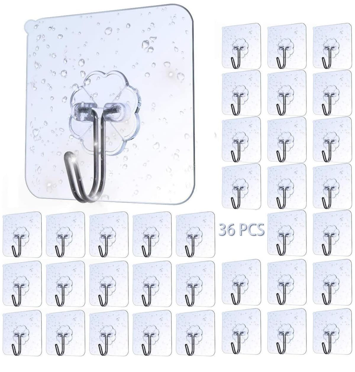 AOMEES Adhesive Hooks Heavy Duty Wall Hooks 8kg (Max) Self Adhesive Hook 12pcs — view 9
