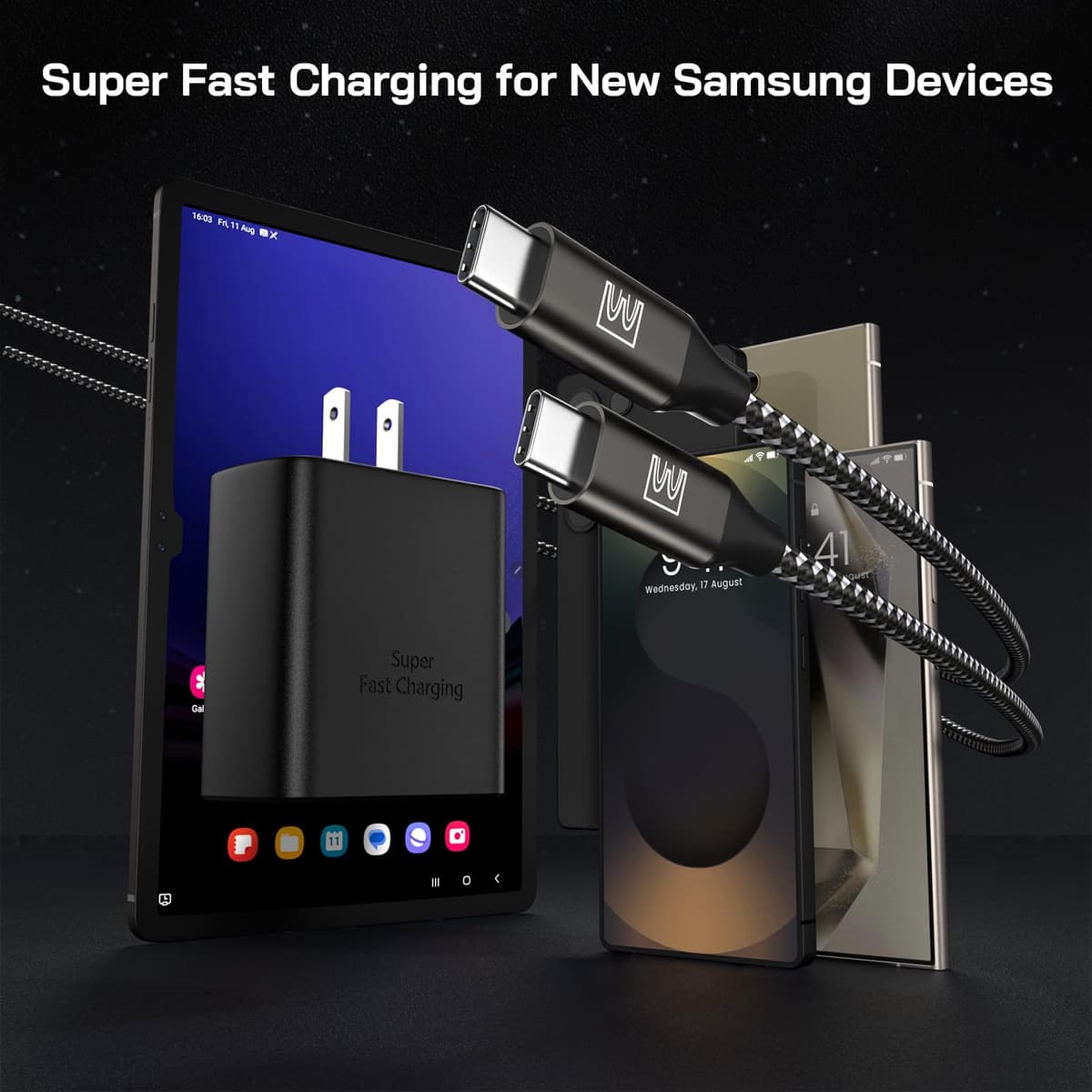 Super Fast Charger Type C, [2 Pack] USB-C Charger PD/PPS Wall Charging Block for Samsung Galaxy S26 Ultra/S25 Ultra/S25+/S25/S24/S23 Ultra/S23+/S22 Ultra/S22+/S20 Ultra, Tab S8(with 2X 6.6ft Cable) — view 8