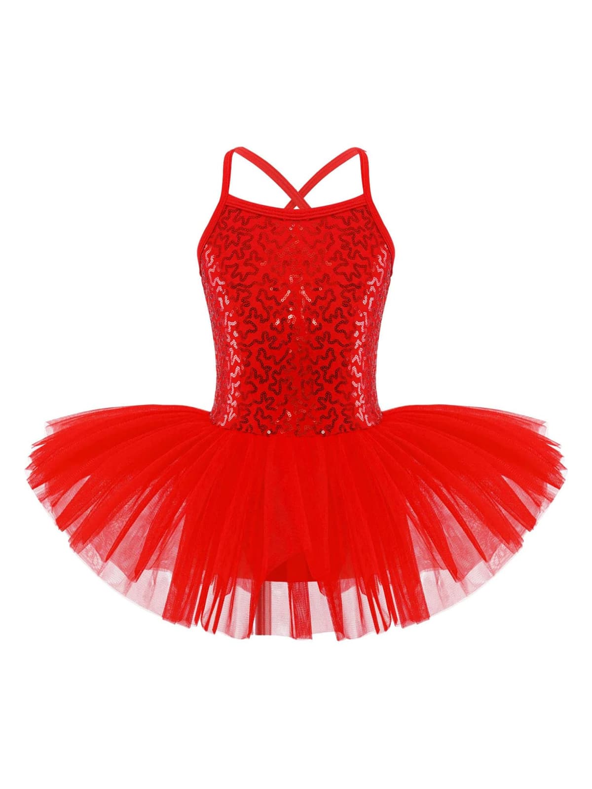 Oyolan Vestido de Danza Ballet Niña Princesa Vestido Tutu Lentejuelas Espalda Cruzada Traje Ropa de Baile Maillot Monos de Danza Clásica Traje de Bailarina — view 10