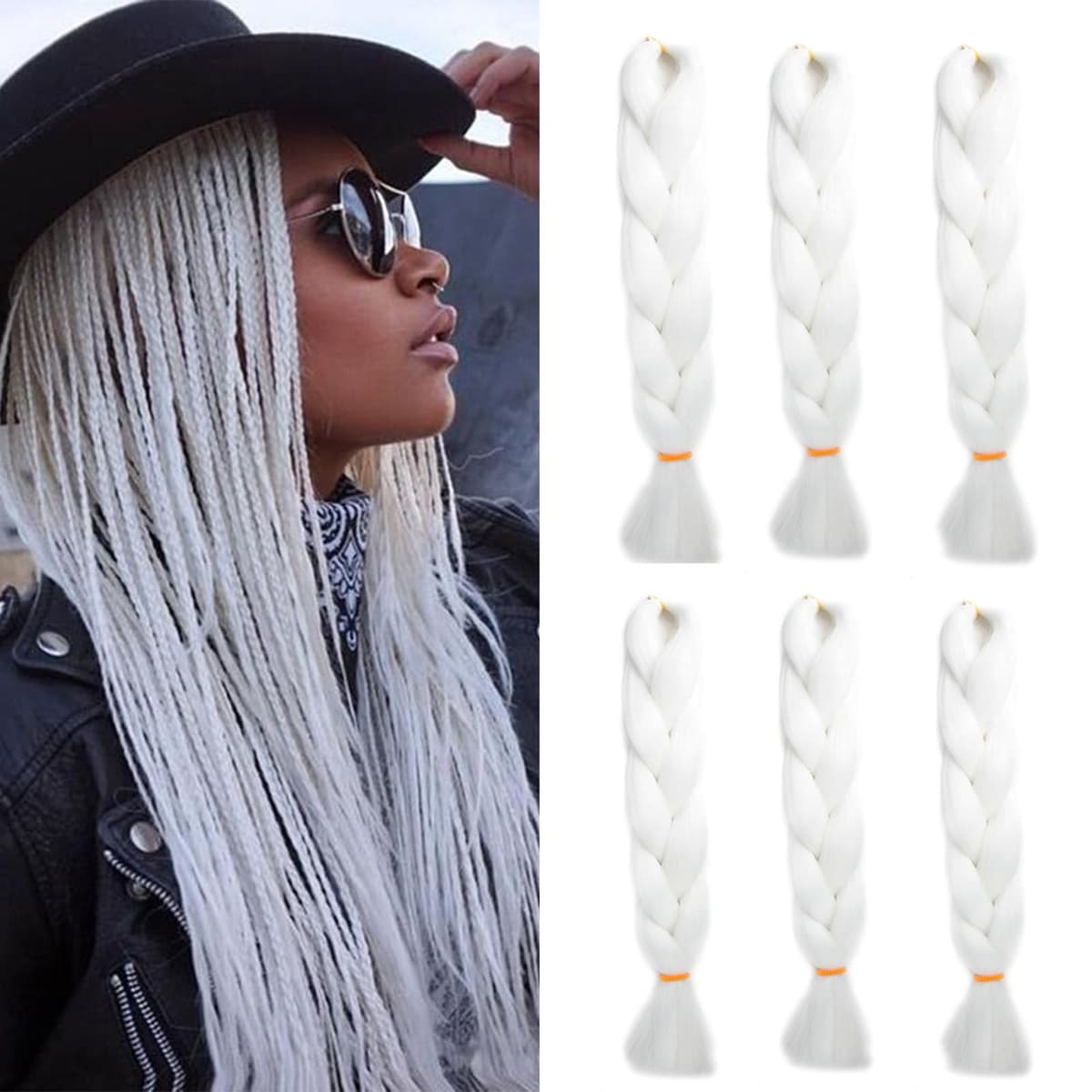 24" Braiding Hair Extension Jumbo Braids Synthetic 3bundles/pack Crochet Hair Afro Box Braid Heat Resistent (Dark Purple) — view 35