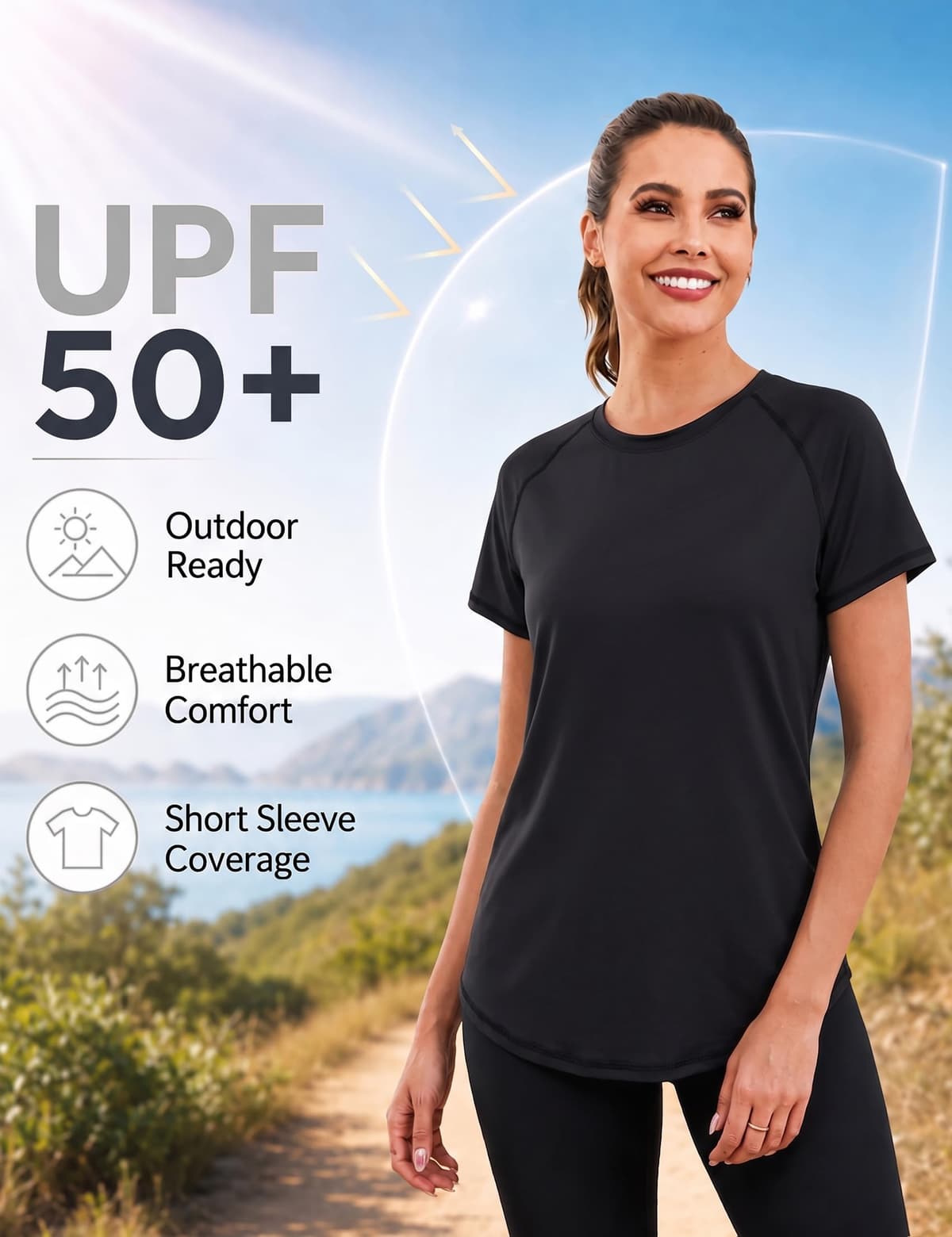 Terecey Camiseta Deportiva Mujer Manga Corta con Malla Espalda Camisetas Fitness de Secado Rápido para Entrenamiento Running y Ocio en Gimnasio Exterior y Casa — view 4