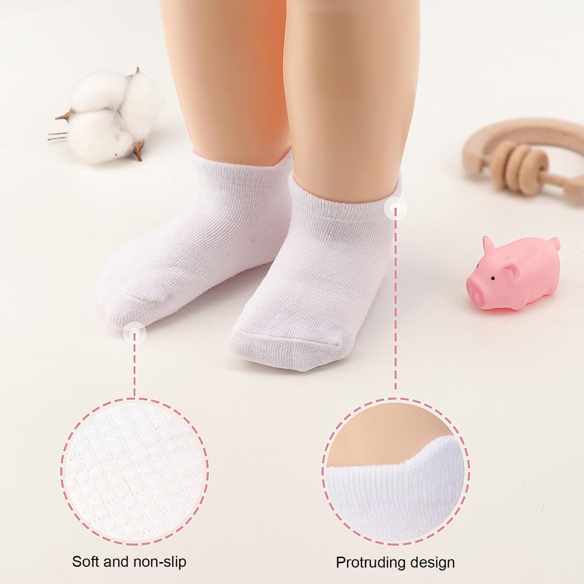 DRESHOW Calcetines Tobilleros Antideslizantes con Suelas Antideslizantes para Bebés Niños Pequeños Niños Niñas — view 6