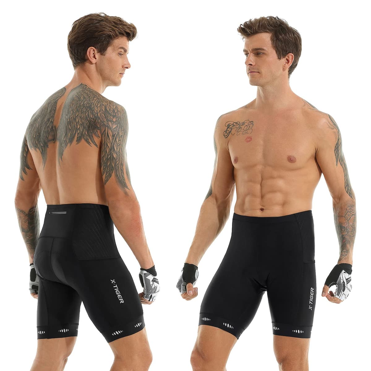 X-TIGER Culotte Ciclismo Hombre con 5D Gel Acolchado MTB Ciclismo Pantalones Cortos Transpirable Secado Rápido con 3 Bolsillos — view 2