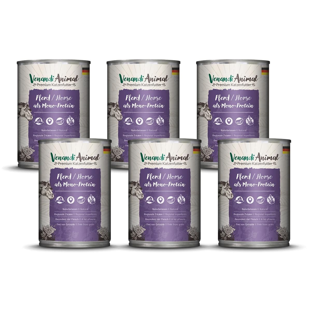 Venandi Animal Premium Cat Food, Horse as Monoprotein, Wet Food, Grain-Free and Natural, Pack of 6 (6 x 200 g) — view 44