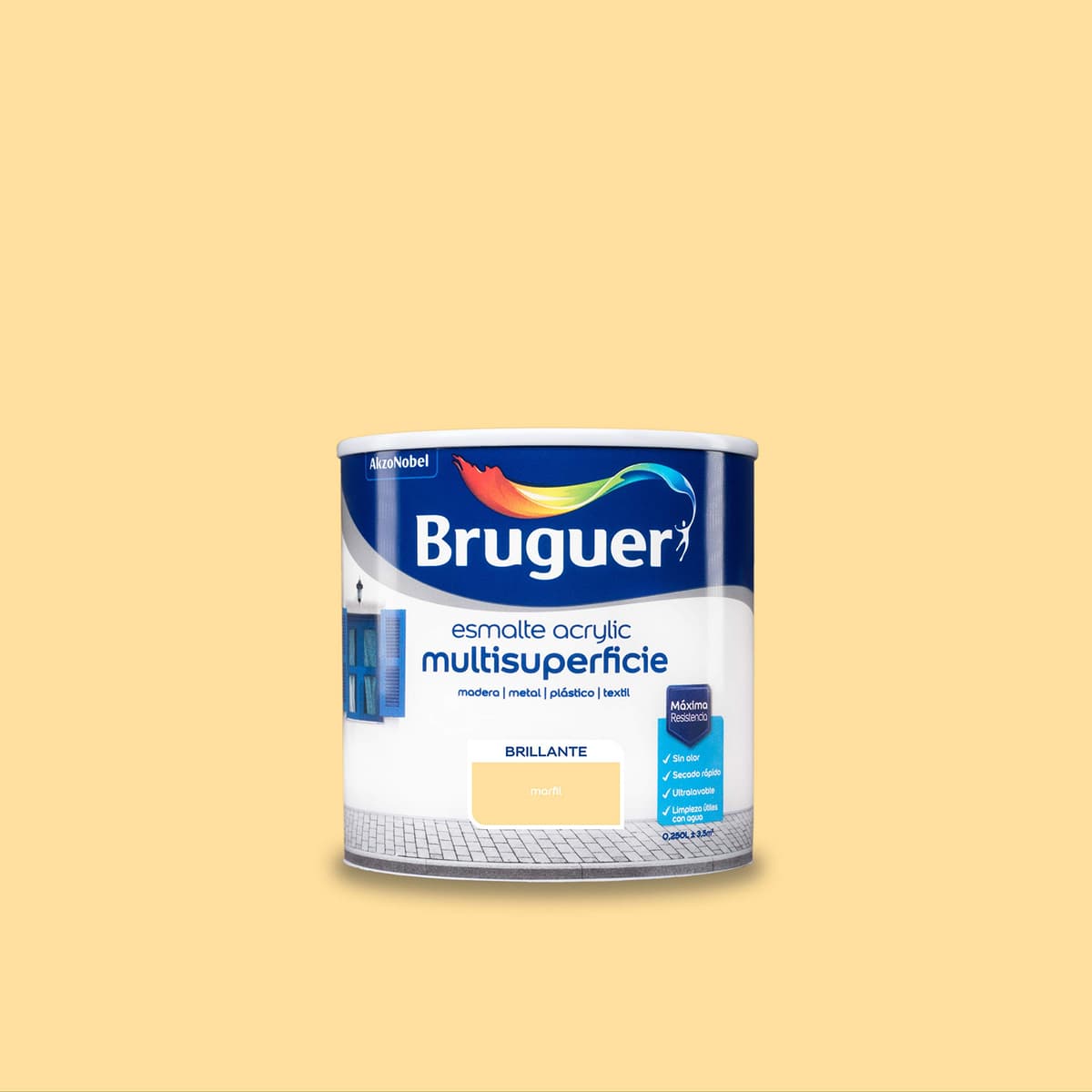 Bruguer Acrylic Multisuperficie Esmalte al agua Satinado - Pintura 750 mL, Blanco Permanente — view 87
