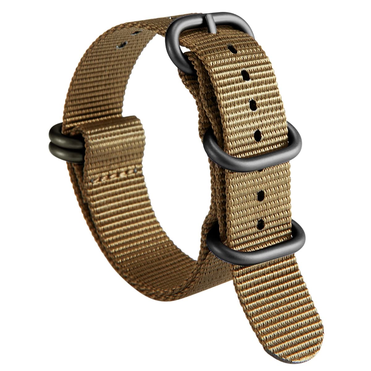 Nylon Watch Strap, Multicolor Watch Bands Replacement for Men Women 18mm 19mm 20mm 21mm 22mm 23mm 24mm G10 Premium Ballistic with Military Heavy Duty 5 Rings Silver/Black Stainless Steel Buckle