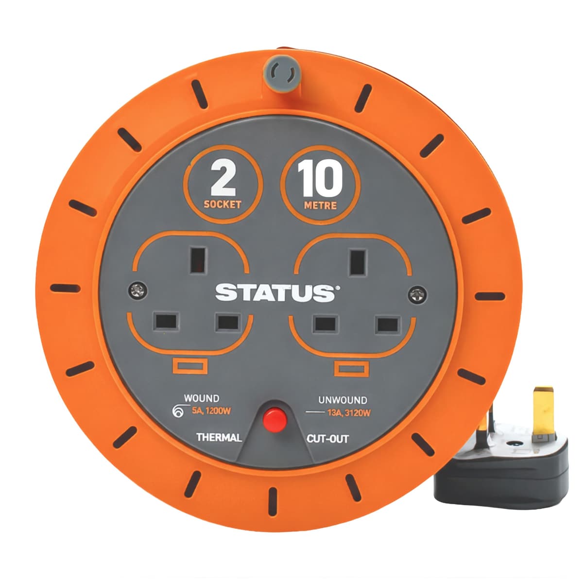 STATUS 4 Socket Cable Reel, 25m, Green, 13 Amp, Thermal Cut Out, Heavy Duty, Outdoor Extension Lead, Ideal for Garden, Workshop, DIY, Power Tools (S25M13ACR2) — view 10
