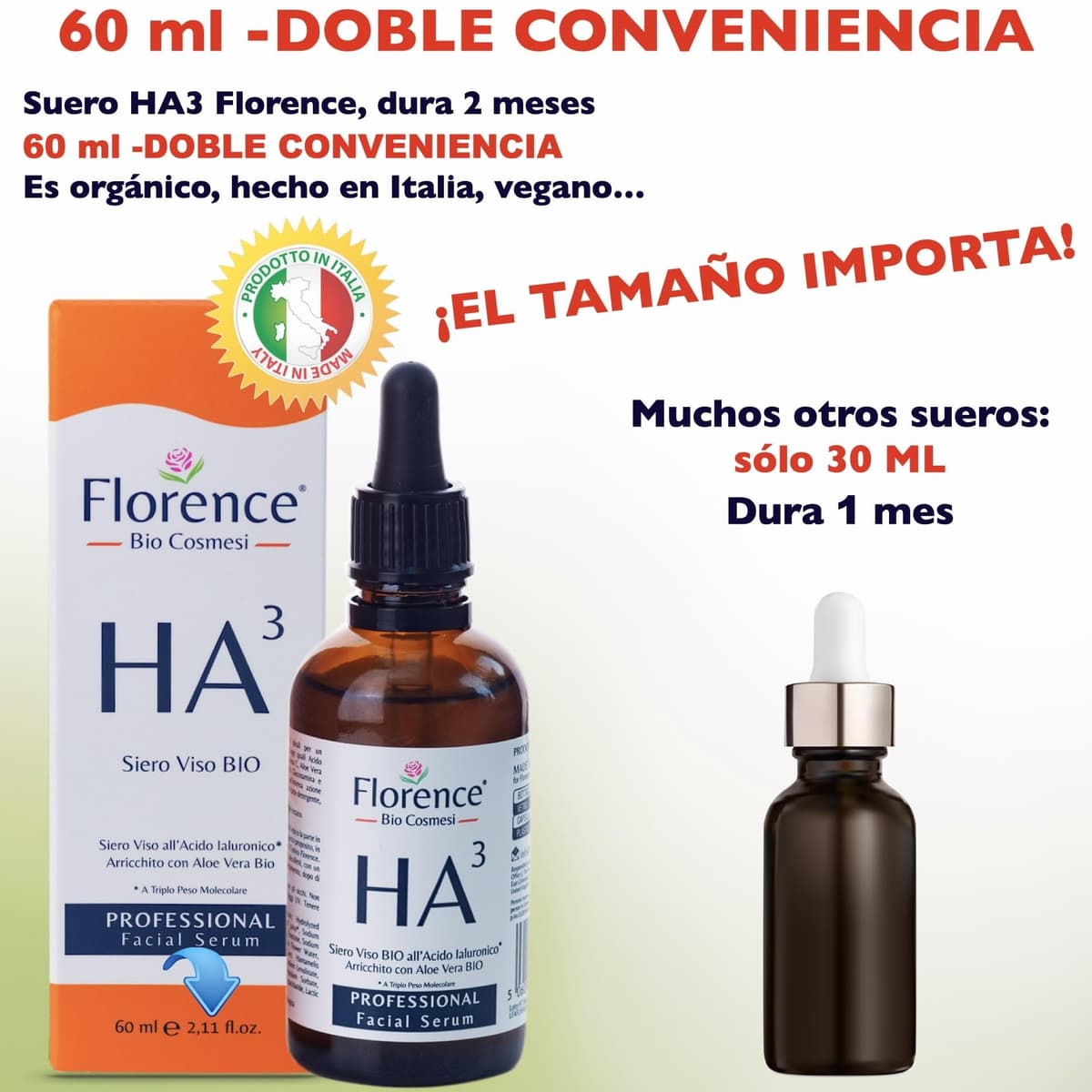 60 ml Bio Facial Serum with Triple Pure Hyaluronic Acid, Anti-Wrinkle, Anti-Dark Circles, Anti-Aging Serum Vitamin C for the Face, Moisturizing, Organic, Vegan, Also Ideal as Eye Contour Cream — view 2