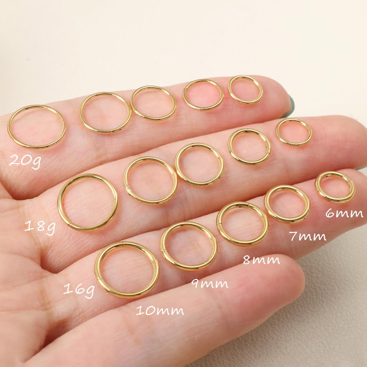 20G 18G 16G Titanium Nose Ring Hoop, Cartilage Hoop Earrings for Women Men Silver Gold Nose Ring Septum Ring Tragus Conch Helix Daith Lip Piercing Jewelry 6mm/7mm/8mm/9mm/10mm — view 2